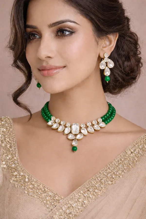 Viva_Jewels_Regal_Emerald-Green_Kundan_Choker_Set_–_Gold-Plated_Necklace_with_Matching_Statement_Earrings