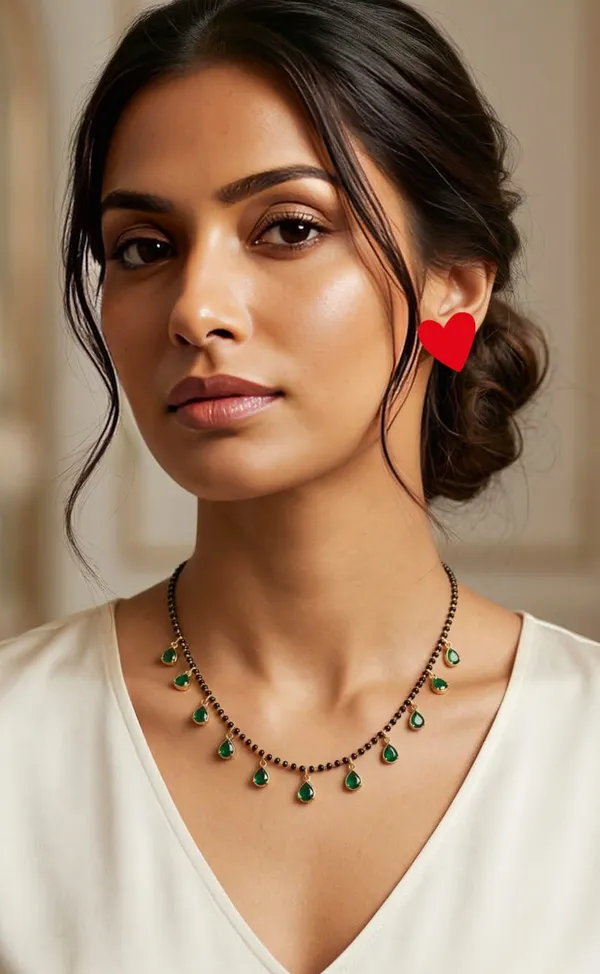 Viva_Jewels_Modern_Emerald_Green_Mangalsutra_–_Contemporary_Gold-Plated_Black_Bead_Chain_with_Teardrop_Crystal_Charms_for_the_Modern_Woman