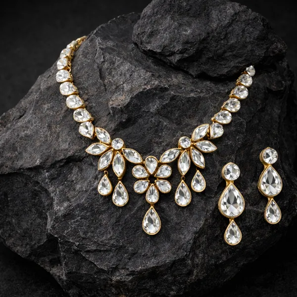 Viva_Jewels_Regal_Gold-Plated_White_Kundan_Statement_Choker_Set_–_Handcrafted_Floral_Pear-Cut_Crystal_Necklace_with_Matching_Drop_Earrings