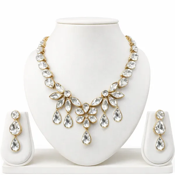 Viva_Jewels_Regal_Gold-Plated_White_Kundan_Statement_Choker_Set_–_Handcrafted_Floral_Pear-Cut_Crystal_Necklace_with_Matching_Drop_Earrings