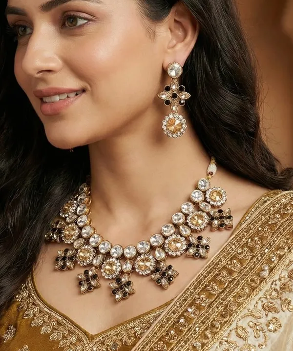 Viva_Jewels_Regal_Gold-Plated_Statement_Kundan_Necklace_Set_–_Grand_Floral_Choker_with_Champagne_and_Smoked_Topaz_Accents_and_Matching_Drop_Earrings