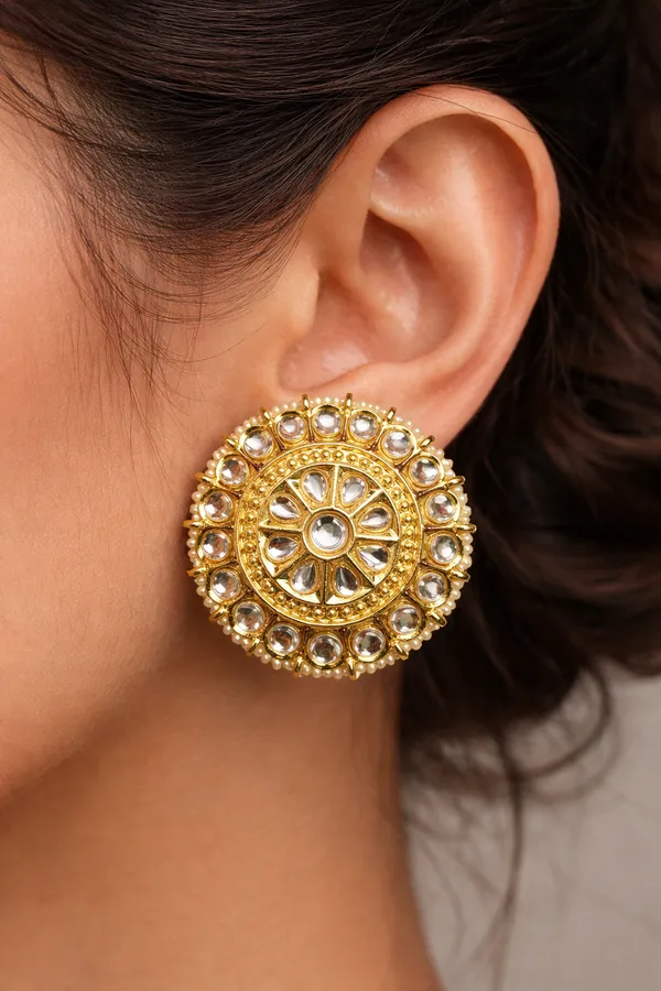 Viva_Jewels_Royal_Radiance_Kundan_Studs_–_18K_Gold-Plated_Sunburst_Statement_Earrings_with_Micro-Pearl_Border_and_High-Clarity_Kundan_Polki