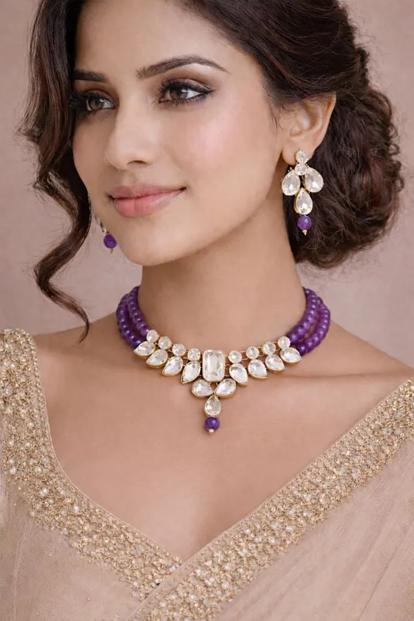 Viva_Jewels_Traditional_Gold-Plated_Kundan_Purple_Choker_Set_–_Elegant_Ethnic_Necklace_with_Matching_Earrings_for_Weddings_&_Festive_Wear