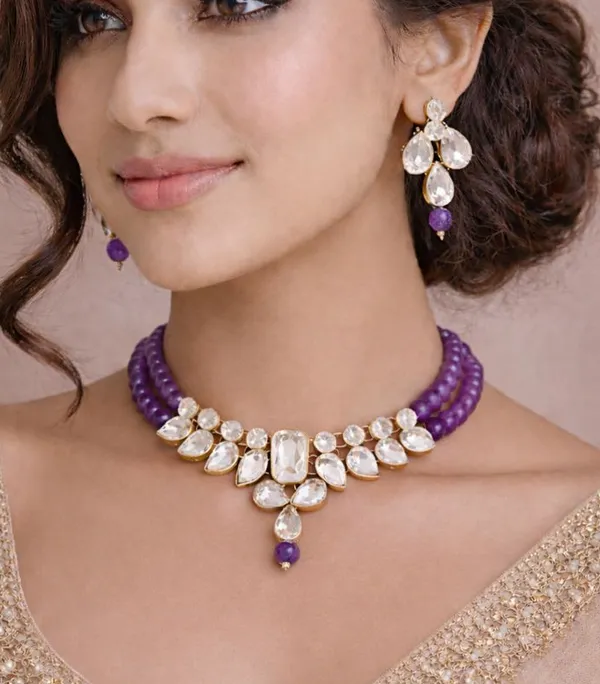 Viva_Jewels_Traditional_Gold-Plated_Kundan_Purple_Choker_Set_–_Elegant_Ethnic_Necklace_with_Matching_Earrings_for_Weddings_&_Festive_Wear