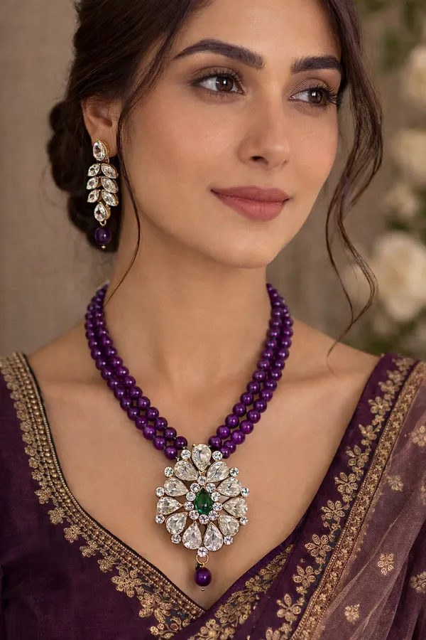 Viva_Jewels_Ethnic_Gold_Finish_Purple_Kundan_Pendant_&_Earrings_Set_–_Festive_Wedding_Wear_Jewellery
