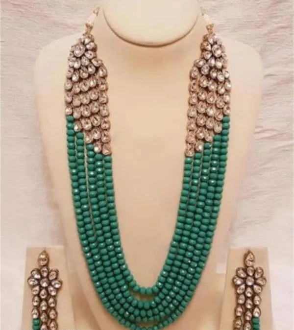 Viva_Jewels_Royal_Sea_Green_Multi-Strand_Layered_Necklace_Set_–_Kundan_Brooch_Long_Haram_with_Matching_Earrings