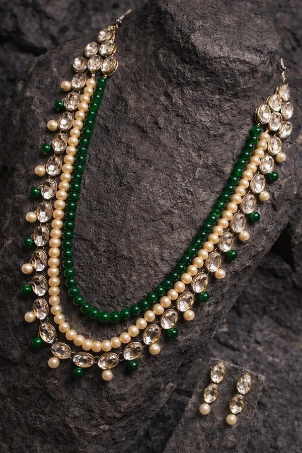 Viva_Jewels_Regal_Multi-Layer_Emerald_Green_&_Cream_Pearl_Statement_Set_–_Handcrafted_Gold-Plated_Long_Rani_Haar_with_Kundan_Accents_and_Matching_Drop_Earrings