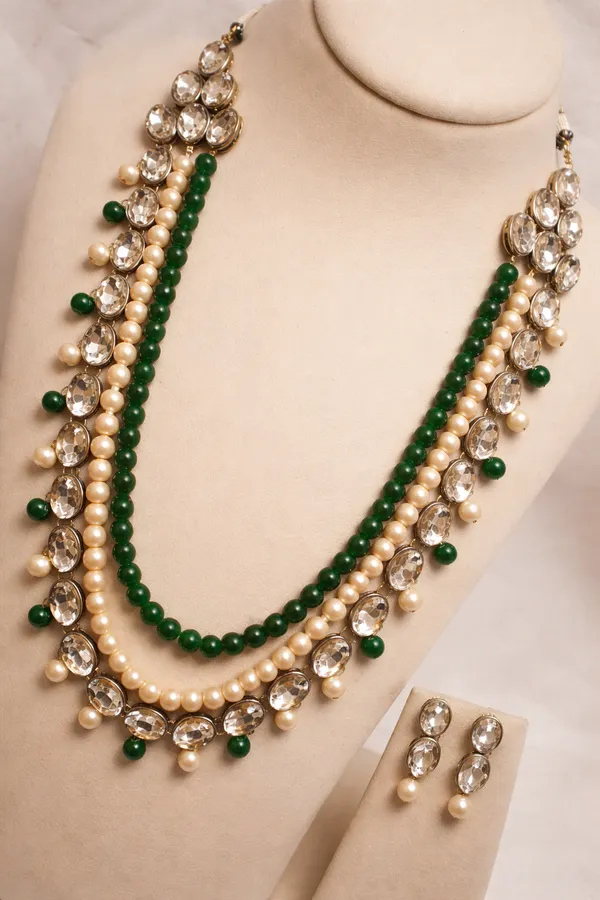 Viva_Jewels_Regal_Multi-Layer_Emerald_Green_&_Cream_Pearl_Statement_Set_–_Handcrafted_Gold-Plated_Long_Rani_Haar_with_Kundan_Accents_and_Matching_Drop_Earrings