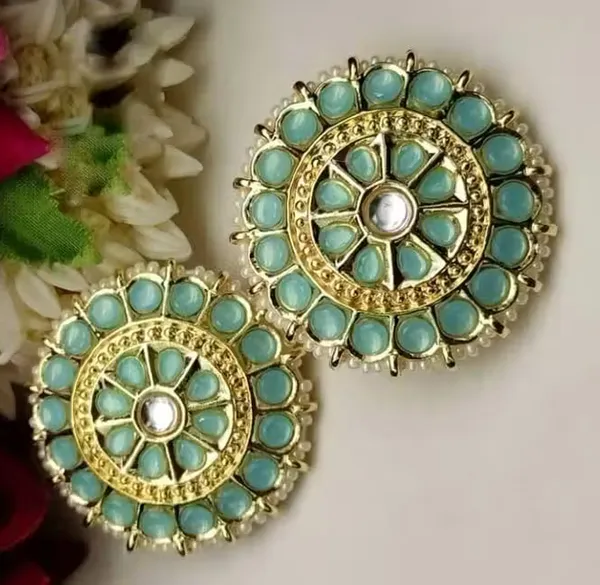 Viva_Jewels_Regal_Olive_Green_Kundan_Studs_–_Premium_Gold-Plated_Circular_Statement_Earrings_with_Mint-Olive_Stones_and_Pearl_Border