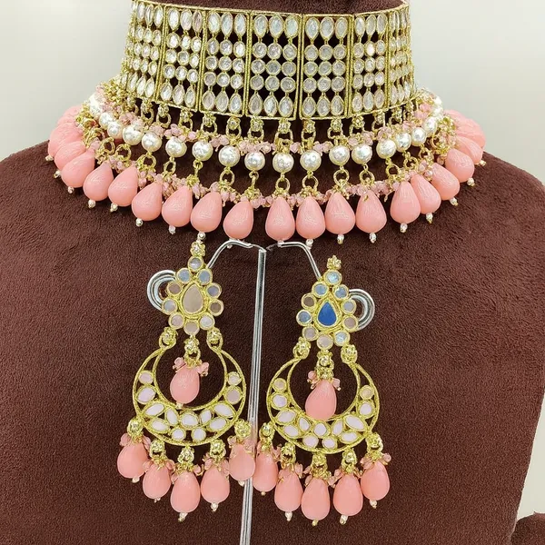 Viva_Jewels_Regal_Peach_Mirror-Work_Choker_Set_–_Handcrafted_Gold-Plated_Kundan_Choker_with_Statement_Chandbali_Earrings_and_Pastel_Peach_Drop_Accents
