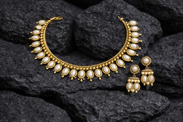 Viva_Jewels_Regal_Antique_Gold-Plated_Pearl_Choker_Set_–_Traditional_Guttapusalu-Inspired_Necklace_with_Oval_Pearl_Cabochons_and_Matching_Earrings