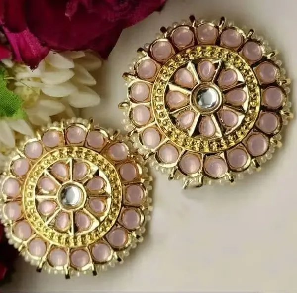 Viva_Jewels_Radiant_Rose-Pink_Kundan_Studs_–_Gold-Plated_Circular_Statement_Earrings_Accents_and_Pearl_Border
