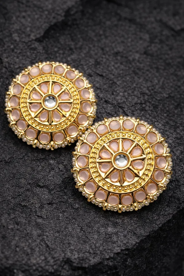 Viva_Jewels_Radiant_Rose-Pink_Kundan_Studs_–_Gold-Plated_Circular_Statement_Earrings_Accents_and_Pearl_Border