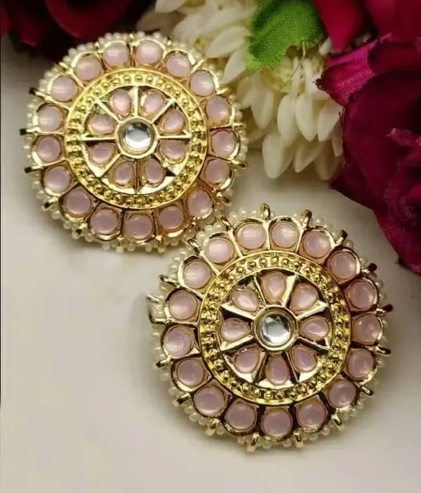 Viva_Jewels_Radiant_Rose-Pink_Kundan_Studs_–_Gold-Plated_Circular_Statement_Earrings_Accents_and_Pearl_Border
