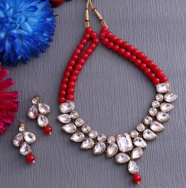 Viva_Jewels_Regal_Crimson_&_Gold_Kundan_Choker_Set_–_Premium_Dual-Strand_Red_Beaded_Necklace_with_Shimmering_Polki_Accents_and_Matching_Drop_Earrings