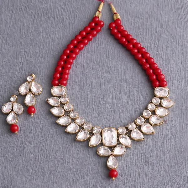 Viva_Jewels_Regal_Crimson_&_Gold_Kundan_Choker_Set_–_Premium_Dual-Strand_Red_Beaded_Necklace_with_Shimmering_Polki_Accents_and_Matching_Drop_Earrings