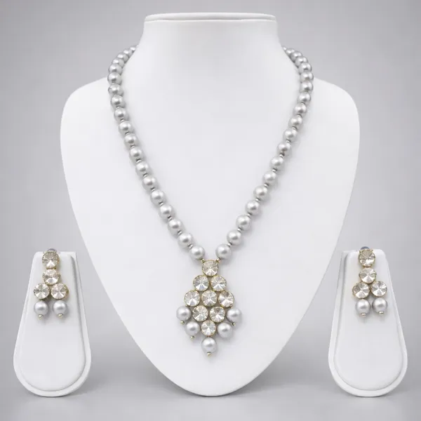 Viva_Jewels_Regal_Silver-Grey_Pearl_Statement_Set_–_Handcrafted_Gold-Plated_Necklace_with_Intricate_Geometric_Kundan_Pendant_and_Cluster_Drop_Earrings