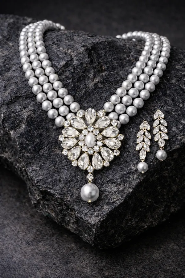 Viva_Jewels_Silver_Metallic_Pearl_Choker_|_Royal_Crystal_Floral_Pendant_&_Leaf_Drop_Earring_Set_for_Women