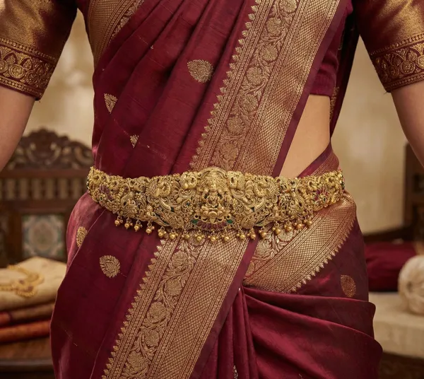 Viva_Jewels_Antique_Gold_Temple_Kamarbandh_|_Handcrafted_Goddess_Lakshmi_Motif_Waist_Belt_|_Traditional_Vaddanam_for_Brides