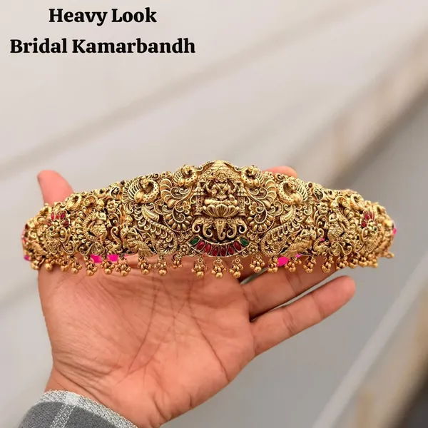 Viva_Jewels_Antique_Gold_Temple_Kamarbandh_|_Handcrafted_Goddess_Lakshmi_Motif_Waist_Belt_|_Traditional_Vaddanam_for_Brides