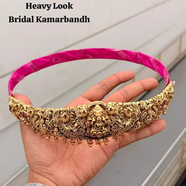 Viva_Jewels_Antique_Gold_Temple_Kamarbandh_|_Handcrafted_Goddess_Lakshmi_Motif_Waist_Belt_|_Traditional_Vaddanam_for_Brides