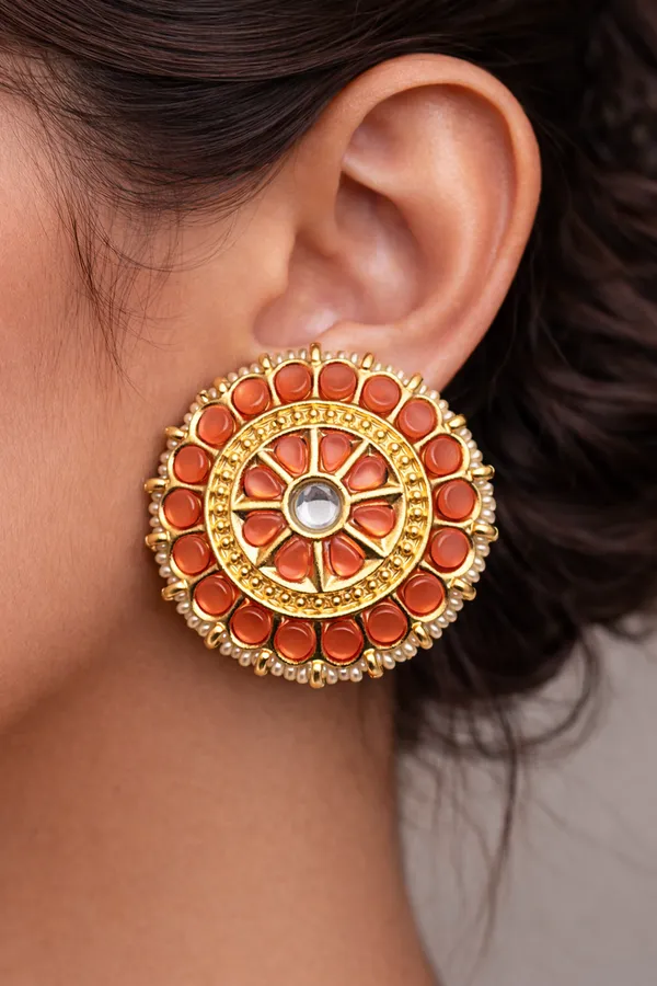 Viva_Jewels_Vibrant_Sunset_Orange_Kundan_Studs_–_Handcrafted_Gold-Plated_Oversized_Floral_Chandbali_Ear_Studs_with_Pearl_Border_and_Mirror_Accent