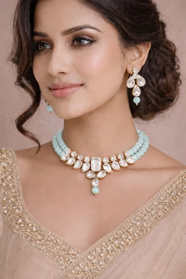 Viva_Jewels_Enchanted_Ice_Blue_Kundan_Choker_Set_–_Gold-Plated_Statement_Necklace_with_Dual-Strand_Crystal_Beads_and_Teardrop_Floral_Earrings