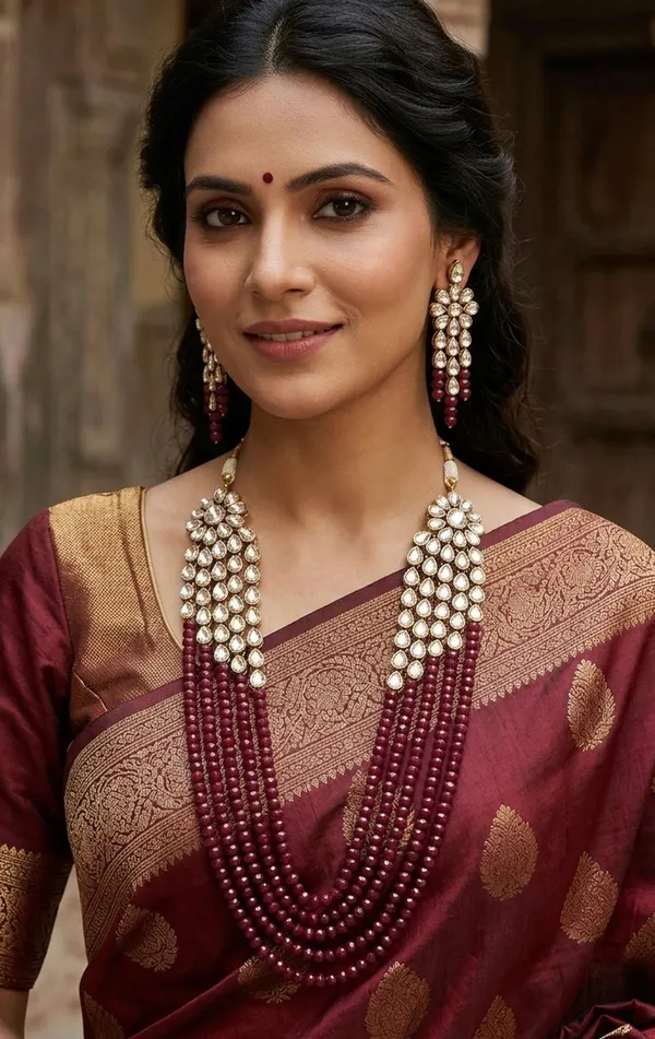 Viva_Jewels_Imperial_Maroon_Rani_Haar_–_Gold-Plated_Long_Multi-Strand_Necklace_with_Tiered_Kundan_Cascades_and_Matching_Drop_Earrings