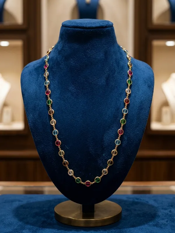 Viva_Jewels_Radiant_Multicolor_Crystal_Designer_Chain_–_Gold-Plated_Station_Necklace_with_Faceted_Geometric_Glass_Beads