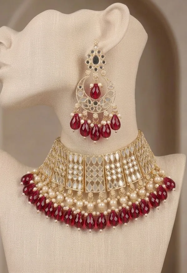 Viva_Jewels_Regal_Maroon_&_Gold_Kundan_Choker_Set_–_Premium_Brass-Based_Handcrafted_Necklace_with_Ruby-Red_Droplets_and_Matching_Statement_Earrings