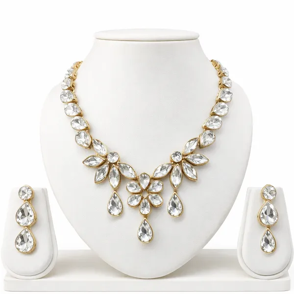 Viva_Jewels_Regal_Gold-Plated_White_Stone_Statement_Set_–_Handcrafted_Floral_Pear-Cut_Crystal_Necklace_with_Matching_Drop_Earrings