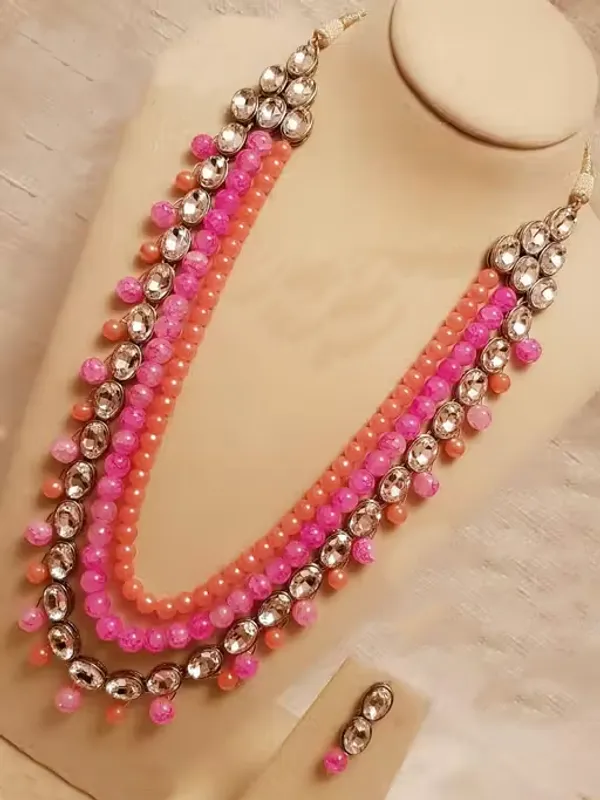Viva_Jewels_Regal_3-Layer_Pink_&_Orange_Rani_Haar_Set_–_Premium_Gold-Plated_Beaded_Long_Necklace_with_Polki_Kundan_Accents_and_Matching_Drop_Earrings