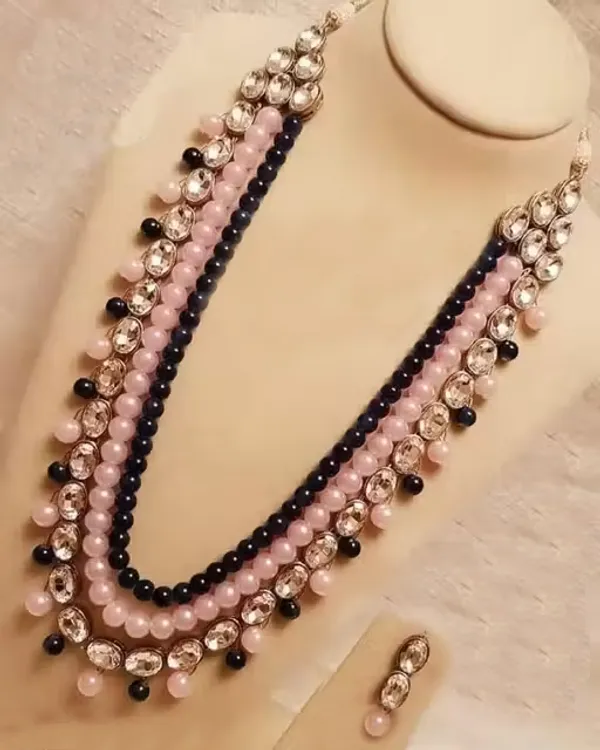 Viva_Jewels_Premium_3-Layered_Pink_&_Navy_Pearl_Choker_|_Handcrafted_Kundan_Border_Necklace_with_Matching_Drop_Earrings_|_Festive_Fusion_Jewelry_Set