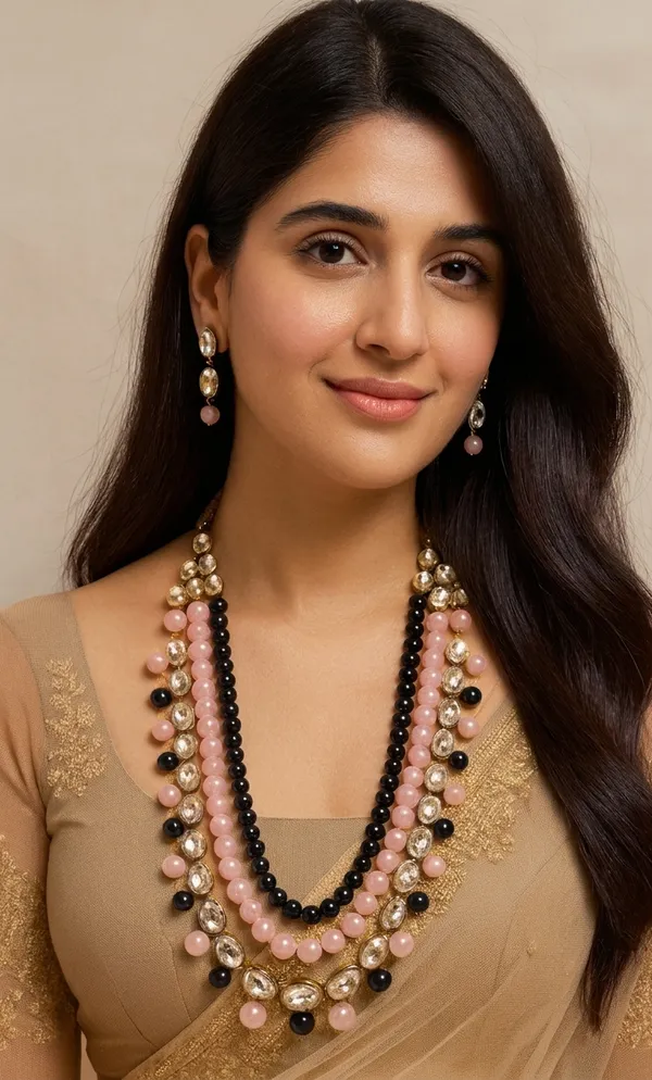 Viva_Jewels_Premium_3-Layered_Pink_&_Navy_Pearl_Choker_|_Handcrafted_Kundan_Border_Necklace_with_Matching_Drop_Earrings_|_Festive_Fusion_Jewelry_Set