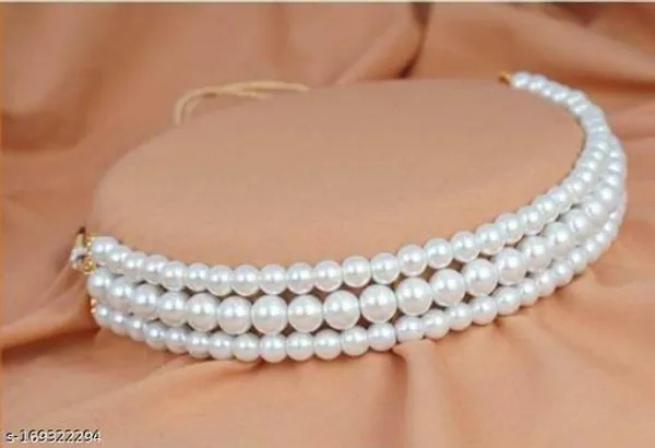 Viva_Jewels_Regal_Three-Layer_White_Shell_Pearl_Choker_Set_–_Classic_Multi-Strand_Pearl_Necklace_with_Matching_Round_Pearl_Stud_Earrings