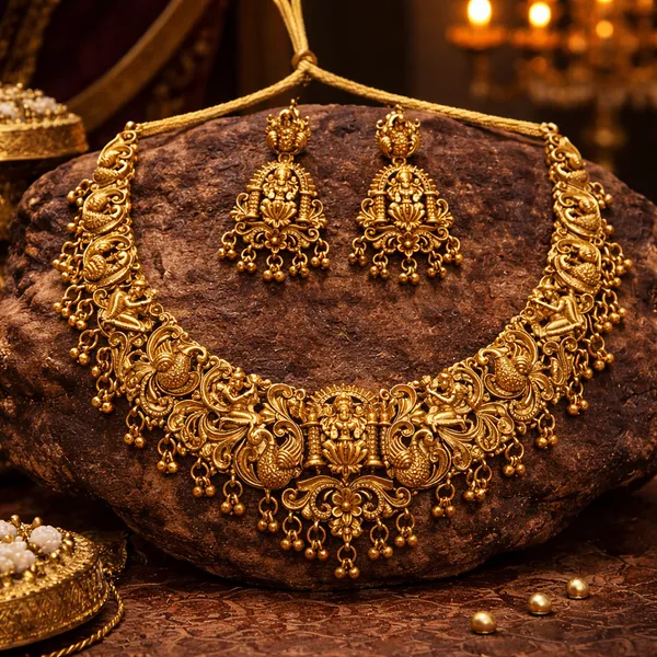 Viva_Jewels_Regal_Antique_Gold-Plated_Lakshmi_Temple_Choker_Set_–_Premium_Handcrafted_Necklace_with_Peacock_Motifs_and_Matching_Deity_Jhumkas