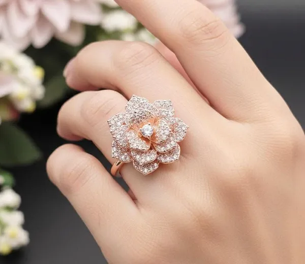 Viva_Jewels_Exquisite_Rose_Gold_Plated_CZ_Blooming_Flower_Ring_–_Handcrafted_Adjustable_Statement_Ring_with_Premium_Cubic_Zirconia_Accents
