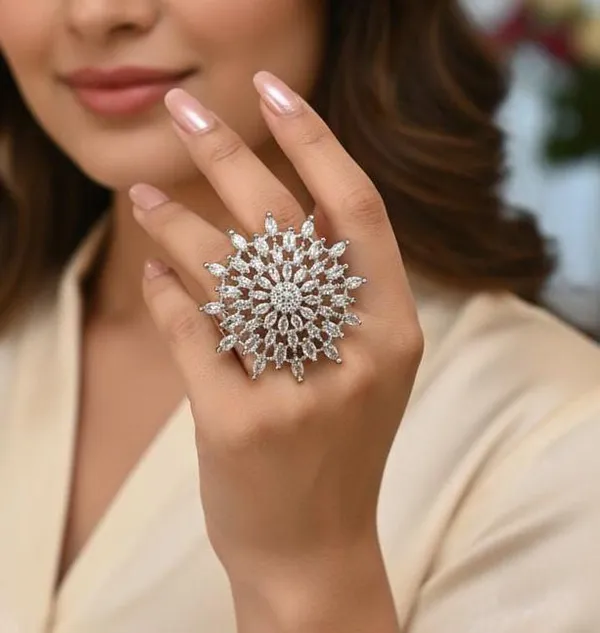 Viva_Jewels_Regal_Rose_Gold-Plated_"Surajmukhi"_Cocktail_Ring_–_Grand_Floral_Sunburst_Statement_Ring_with_Marquise-Cut_Zircon_Crystals