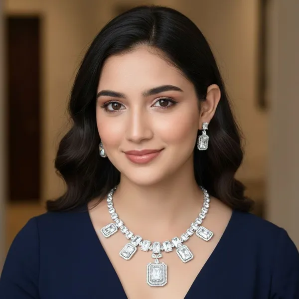 Silver_Plated_Choker_Necklace_Jewelry_Set