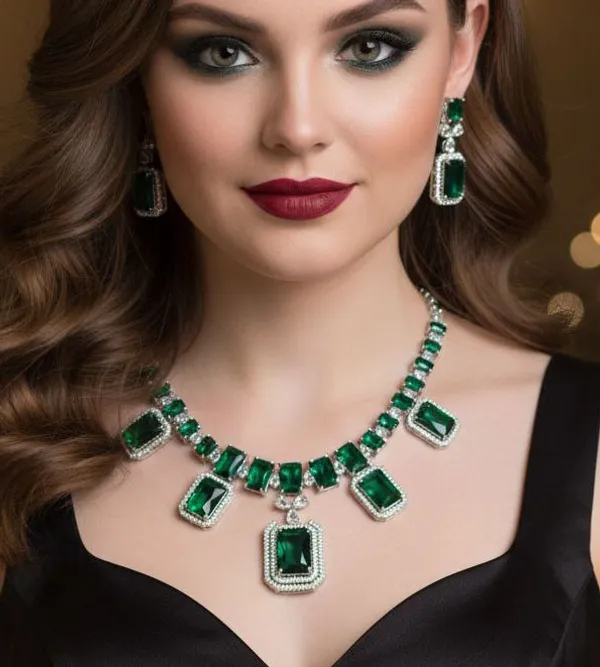 Viva_Jewels_Regal_Emerald-Green_Glamour_Set_–_Silver-Plated_Statement_Necklace_with_Octagon-Cut_Emerald_Crystals_and_Matching_Drop_Earrings
