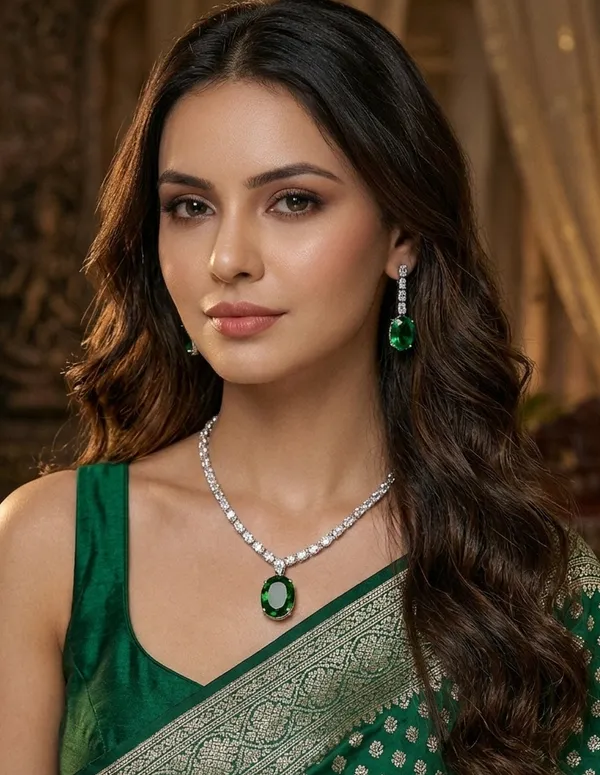 Viva_Jewels_Regal_Silver-Plated_Emerald_Green_Statement_Set_–_Brilliant_Oval-Cut_Crystal_Solitaire_Pendant_with_Shimmering_American_Diamond_Tennis_Chain_&_Matching_Drop_Earrings