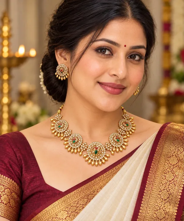 Viva_Jewels_CZ_&_Kemp_Circular_Chakra_Medallion_Gold_Necklace_Set_–_Gold_Plated_Crystal_Studded_Short_Necklace_with_Matching_Earrings