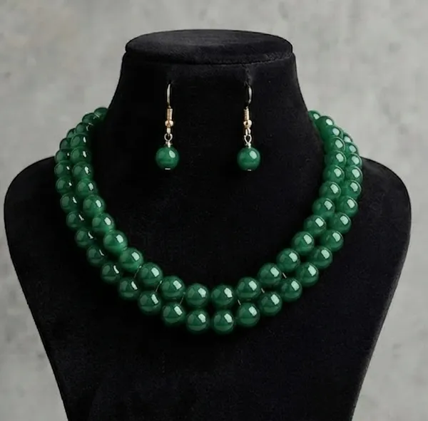 Viva_Jewels_Chic_Bottle_Green_Beaded_Jewellery_Set_–_Graceful_Double-Layer_Pearl_String_Short_Necklace_with_Matching_Drop_Earrings
