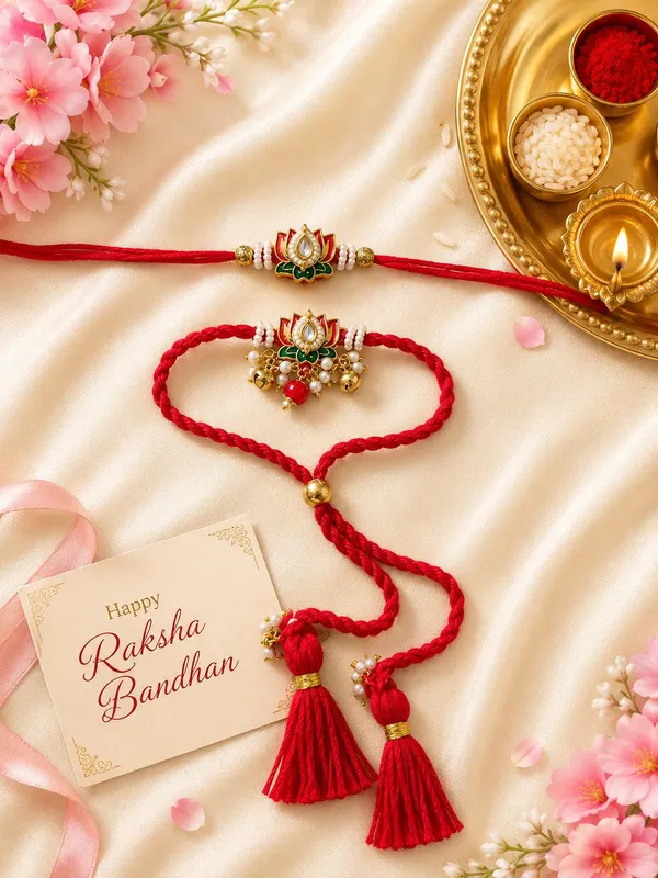 Viva_Jewels_Crimson_Red_Lotus_Meenakari_Bhaiya_Bhabhi_Rakhi_Set_–_Kundan_Lotus_Rakhi_&_Hanging_Tassel_Pearl_Lumba_Combo