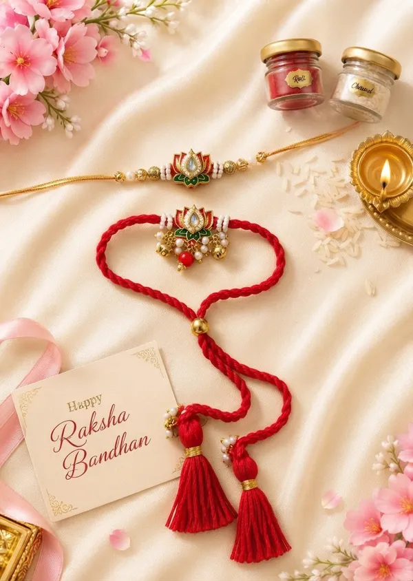 Viva_Jewels_Crimson_Red_Lotus_Meenakari_Bhaiya_Bhabhi_Rakhi_Set_–_Kundan_Lotus_Rakhi_&_Hanging_Tassel_Pearl_Lumba_Combo