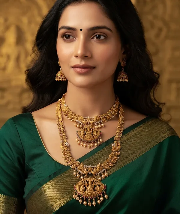 Viva_Jewels_Divine_Antique_Gold-Plated_Temple_Combo_Set_–_Royal_Heritage_Choker_&_Long_Haram_Necklace_with_Hanging_Pearl_Fringe