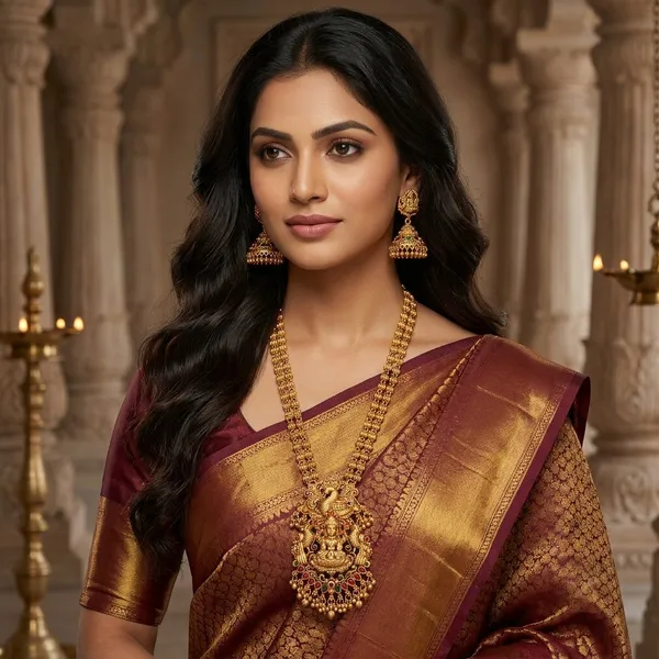 Viva_Jewels_Divine_Goddess_Lakshmi_&_Peacock_Antique_Gold_Temple_Long_Haram_Necklace_Set_with_Matching_Jhumkas
