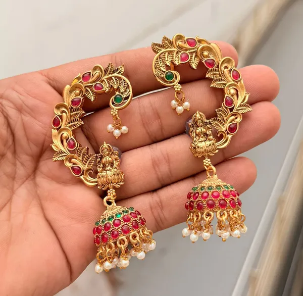 Viva_Jewels_Divine_Lakshmi_Temple_Ear-Cuff_–_22K_Gold-Plated_Full-Ear_Crawler_with_Goddess_Lakshmi_Motif,_Ruby-Emerald_Accents,_and_Pearl_Jhumka_Drops