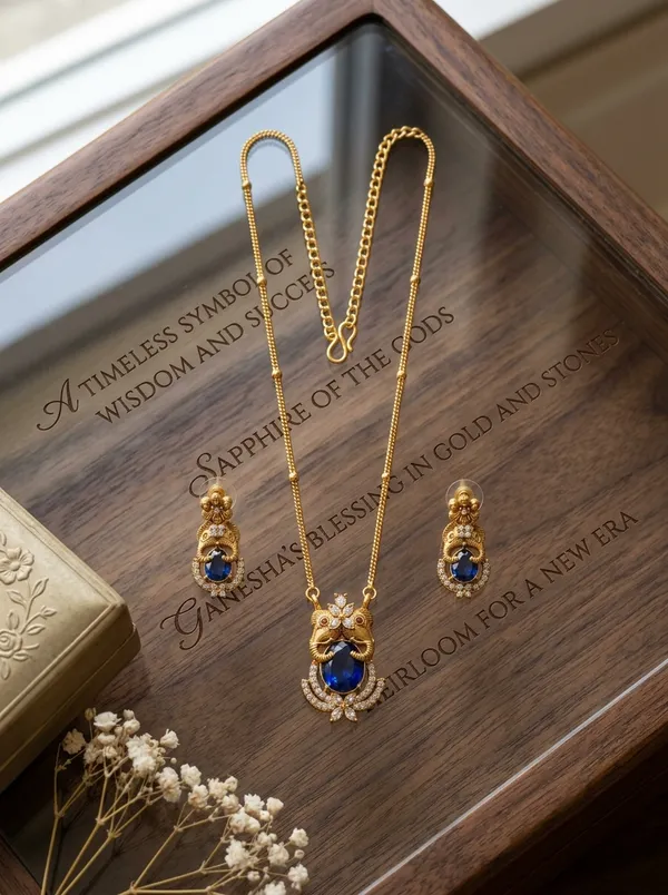 Viva_Jewels_Divine_Lord_Ganesha_Royal_Blue_Sapphire_Pendant_Chain_Set_–_Gold_Plated_CZ_Studded_Spiritual_Necklace_with_Matching_Earrings