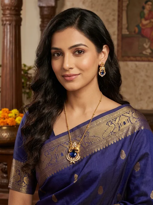 Viva_Jewels_Divine_Lord_Ganesha_Royal_Blue_Sapphire_Pendant_Chain_Set_–_Gold_Plated_CZ_Studded_Spiritual_Necklace_with_Matching_Earrings